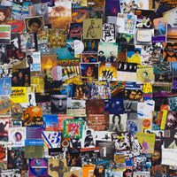 Detail from Collage of various album covers and posters creating the underground hip-hop trip-hop and house music tree of the 1990s