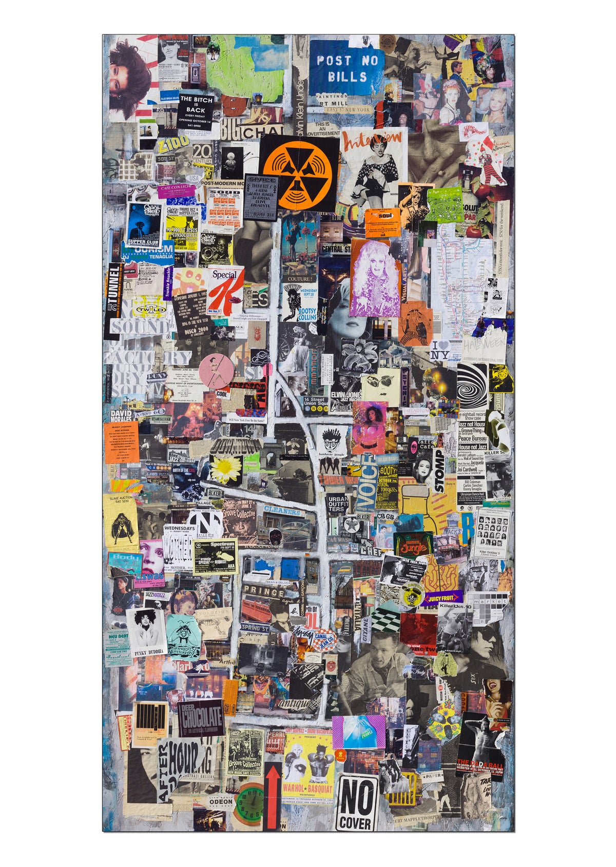 NYC 90s Nightlife Map - Archival Urban Collage Print by DeJerb