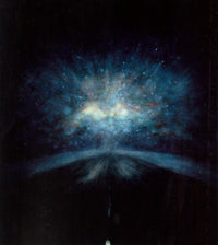 Artistic depiction of a galaxy with a bright center and star-like formations. Driving till the end of the world feeling