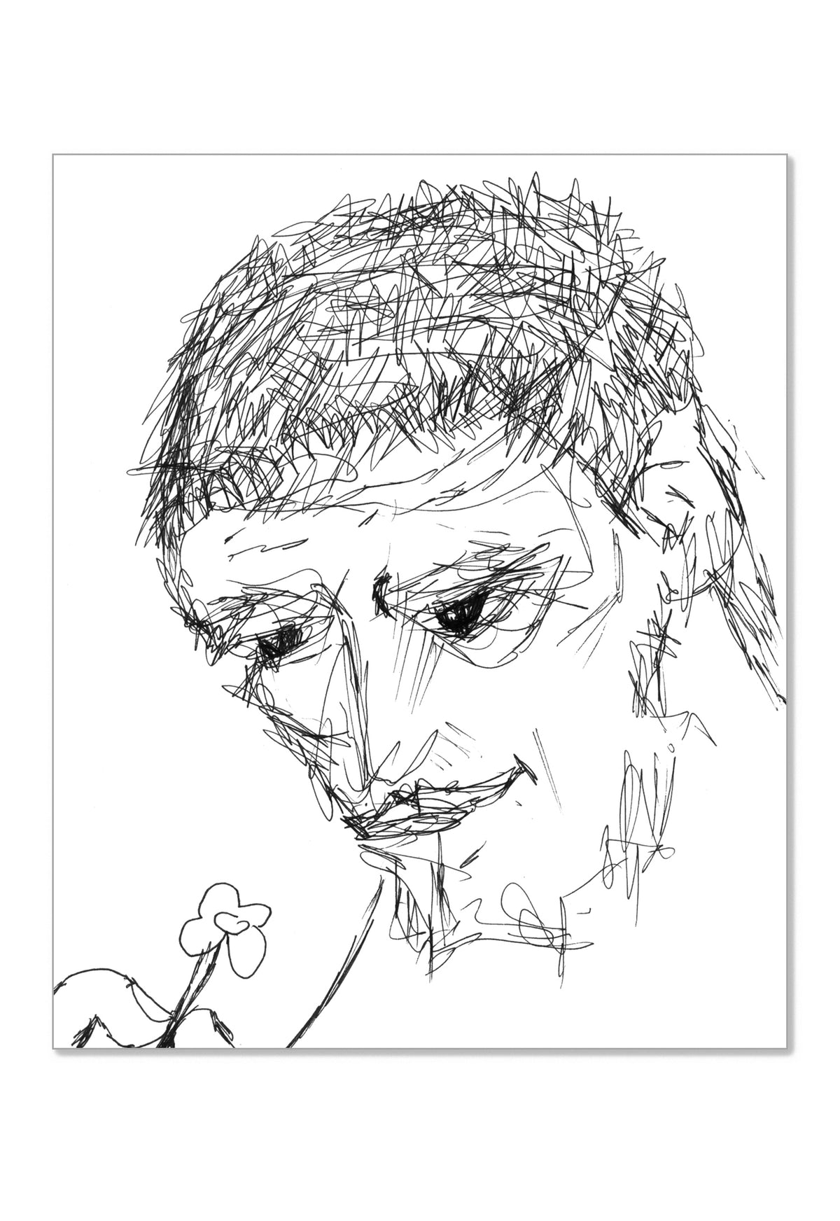 Gentle Giant - Contemporary Intimate Freehand Pen Drawing Print by DeJerb
