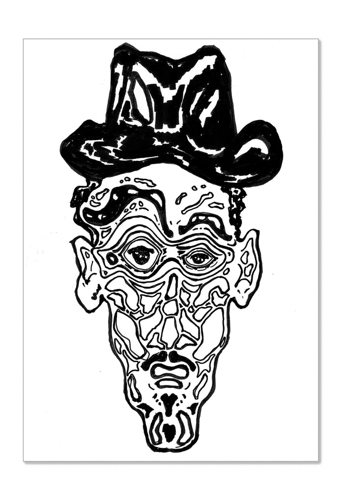 The Accidental Clouseau - Contemporary Surrealist Freehand Pen Drawing Print by DeJerb