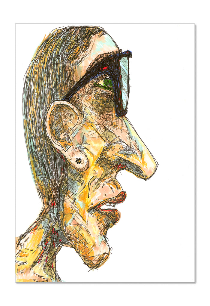 Urban Poet - Contemporary expressionist Pen & Marker Drawing Print by DeJerb