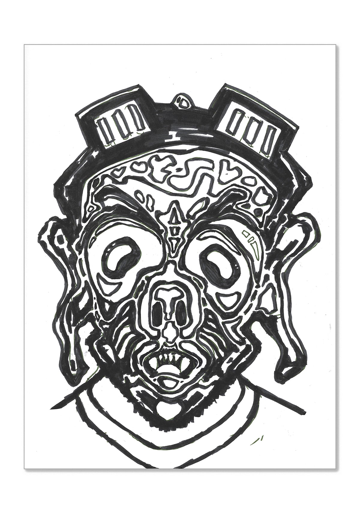 The Aviator - Contemporary Surrealist Freehand Pen Drawing Print by DeJerb