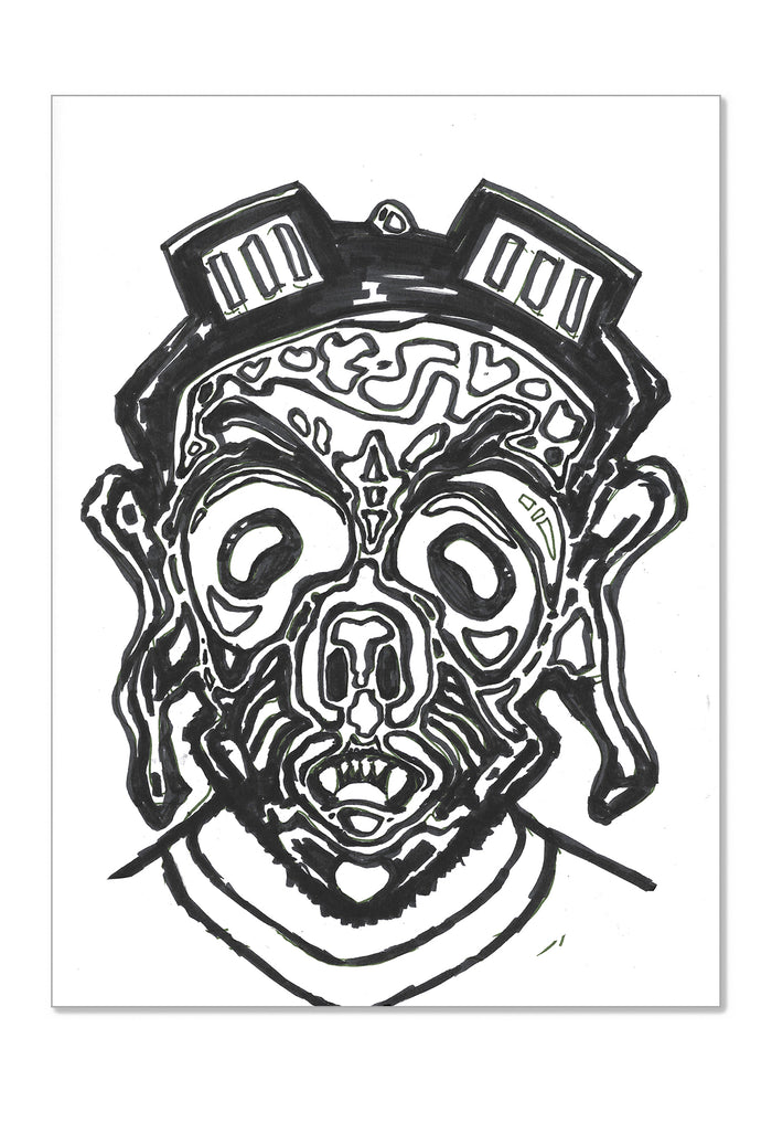 The Aviator - Contemporary Surrealist Freehand Pen Drawing Print by DeJerb