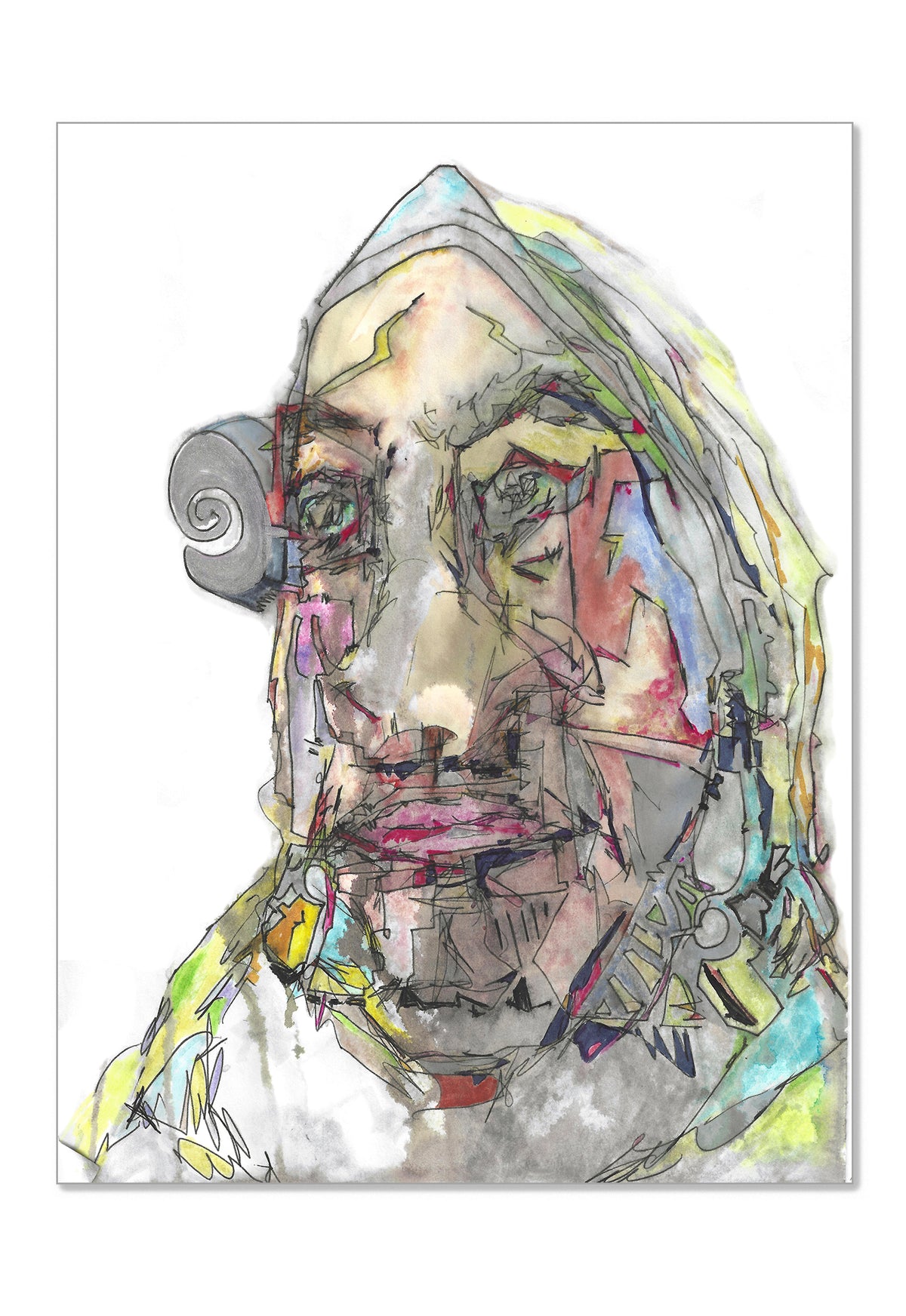 The Prophet - Contemporary expressionist Pen & Marker Drawing Print by DeJerb