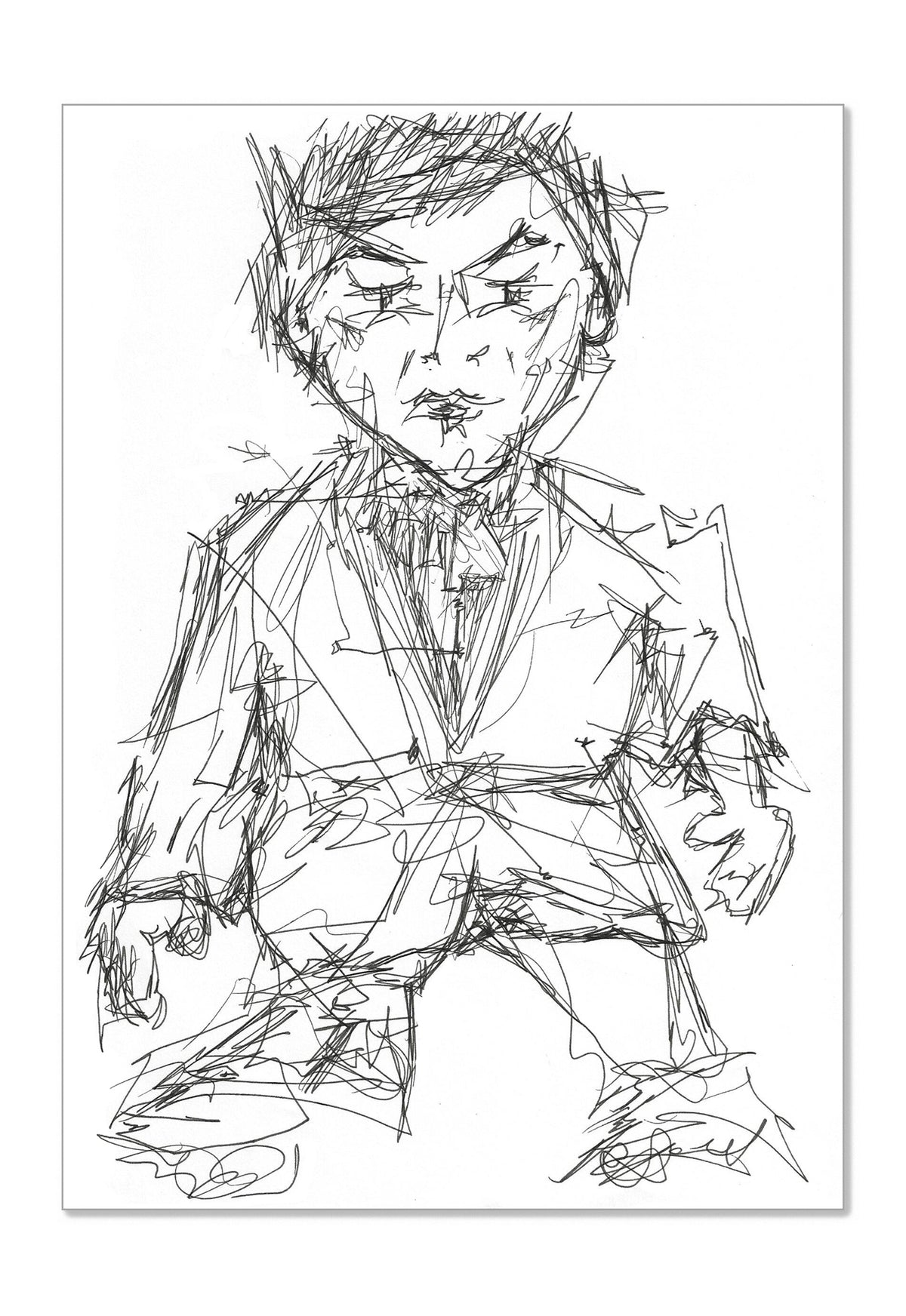 The Kidd - Contemporary expressionist Freehand Pen Drawing Print by DeJerb