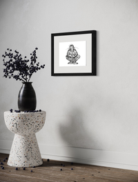 Equilibrium - Black & White Freehand Character Pen Drawing Print by DeJerb