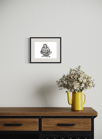 Equilibrium - Black & White Freehand Character Pen Drawing Print by DeJerb