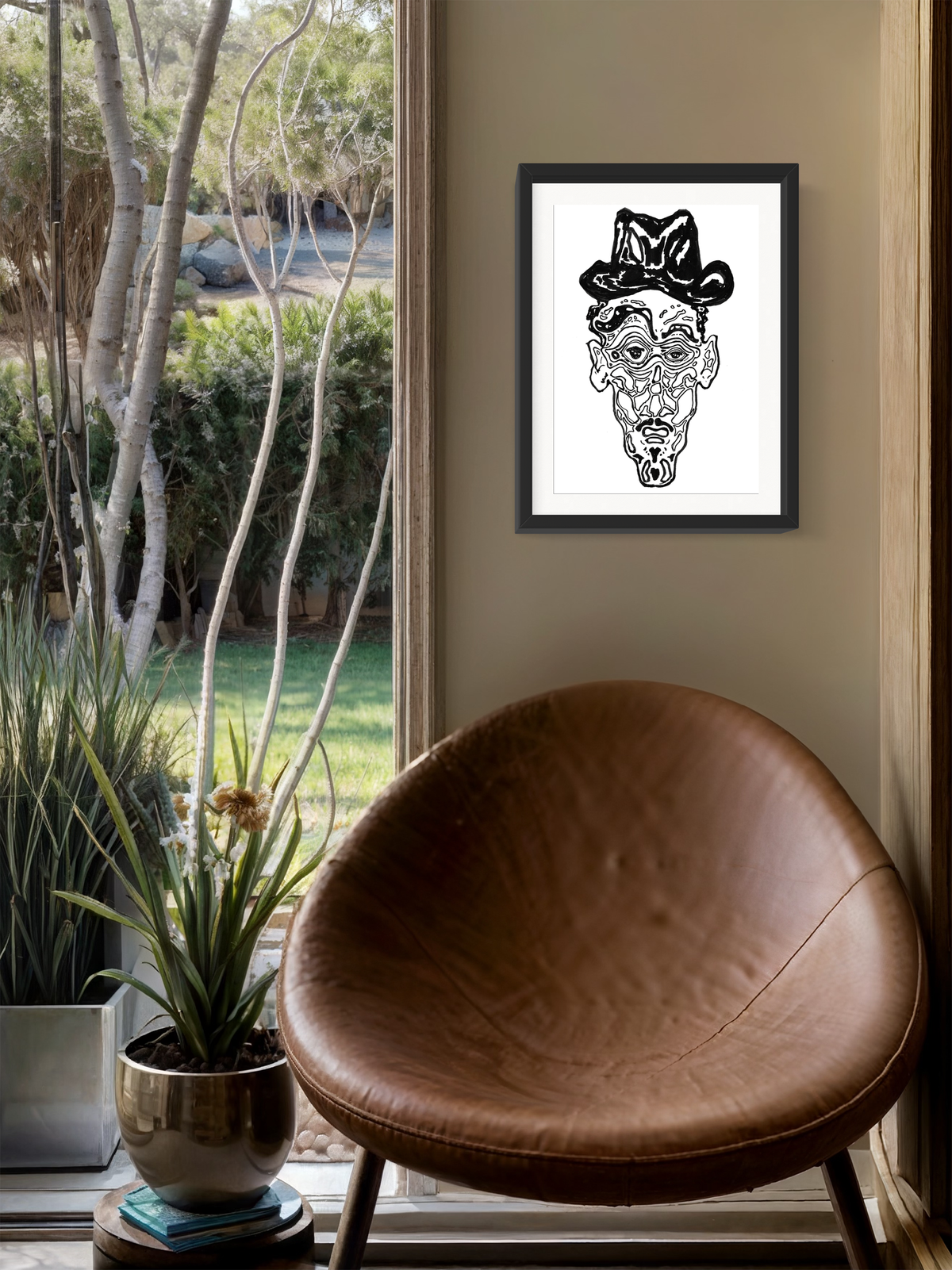 The Accidental Clouseau - Contemporary Surrealist Freehand Pen Drawing Print by DeJerb