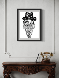 The Accidental Clouseau - Contemporary Surrealist Freehand Pen Drawing Print by DeJerb