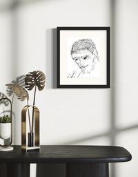 Gentle Giant - Contemporary Intimate Freehand Pen Drawing Print by DeJerb
