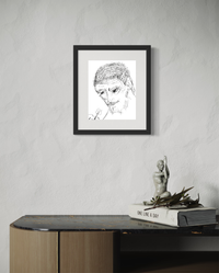 Gentle Giant - Contemporary Intimate Freehand Pen Drawing Print by DeJerb