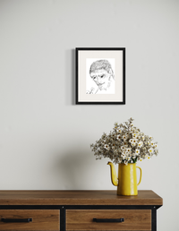 Gentle Giant - Contemporary Intimate Freehand Pen Drawing Print by DeJerb